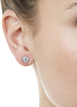 Solid White Gold 0.10 Carat (Cttw) Natural Diamond Solitaire Stud Earrings for Women (Diamond Color- I-J Diamond Clarity- I2-I3) with Screw Back
