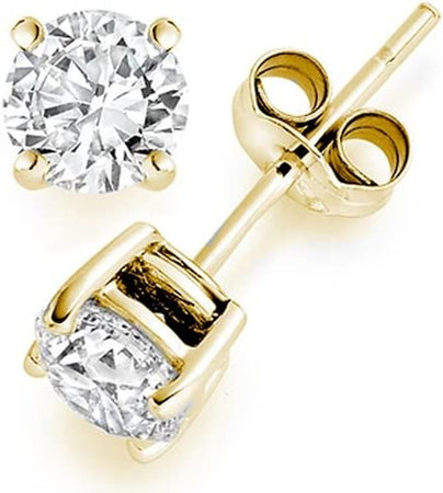 1 Carat Solitaire Diamond Stud Earrings round Cut 4 Prong Screw Back (F-G Color, Eye Clean Clarity)