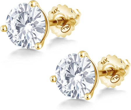 14K Gold Martini Stud Earrings Set round Forever Classic Faint Color 1.60Cttw 6Mm Created Moissanite from Charles & Colvard