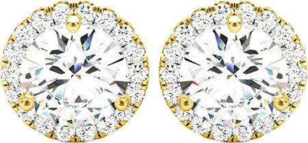 1-5 Carat round Halo Diamond Earrings 14K Gold Value Collection Screw Back