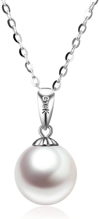 14K Gold Pearl Necklaces for Women with 18K Gold Pendant (Freshwater Cultured Pearl), Real Gold Present for Her, Jewelry Gifts for Mother Wife Girlfriend, 16"-18"