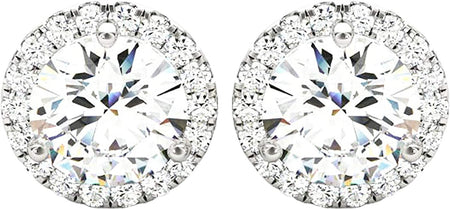 1-5 Carat round Halo Diamond Earrings 14K Gold Value Collection Push Back