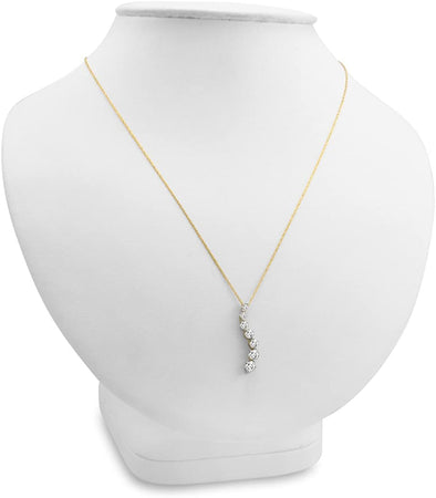 AGS Certified 1/2Ct TW Journey Diamond Pendant Necklace in 10K Gold on an 18 Inch 10K Gold Chain | Real Diamonds in Real 10K White Gold or Yellow Gold