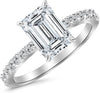 1.33 Carat Classic Sidestone Pave Set Diamond Engagement Ring with a 1 Carat Emerald Cut J Color VS1-VS2 Clarity Center Stone