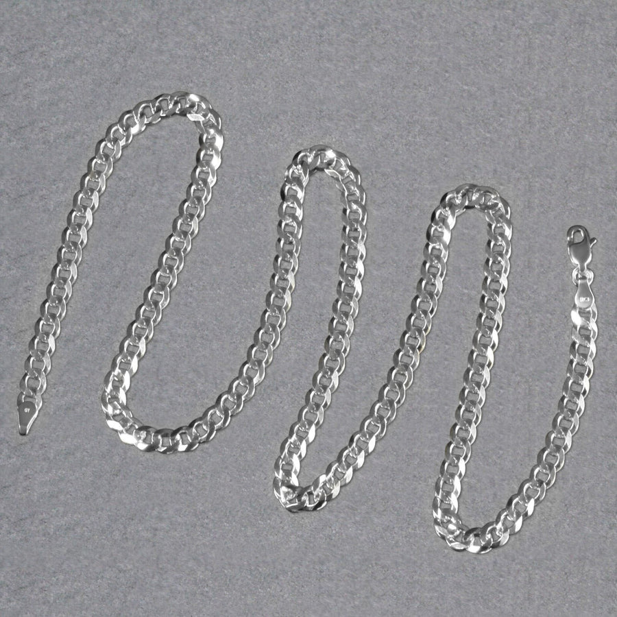 14k White Gold Solid Curb Chain (4.70 mm)
