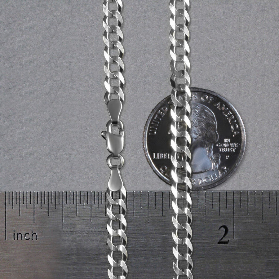 14k White Gold Solid Curb Chain (4.70 mm)