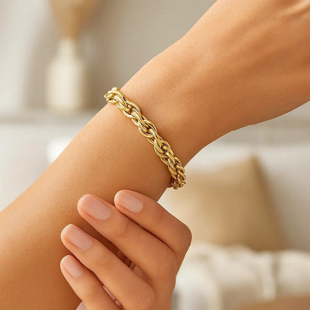 Double Oval Link Chain Bracelet in 14k Yellow Gold (10.00 mm)