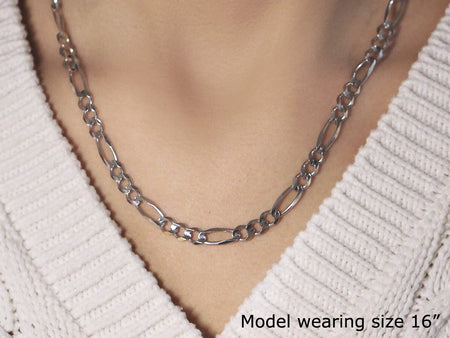 14k White Gold Solid Figaro Chain (6.00 mm)