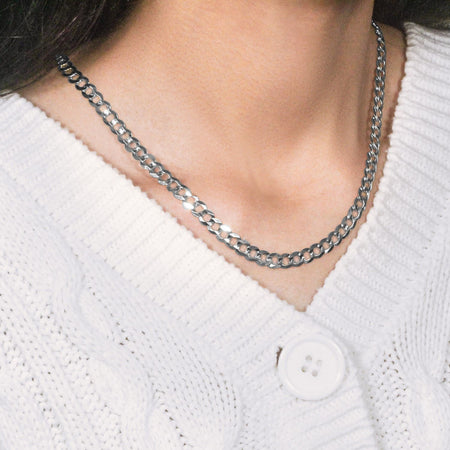 14k White Gold Solid Curb Chain (5.70 mm)