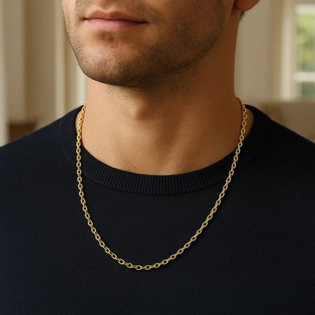 14k Yellow Gold Diamond Cut Cable Link Chain (3.0 mm)
