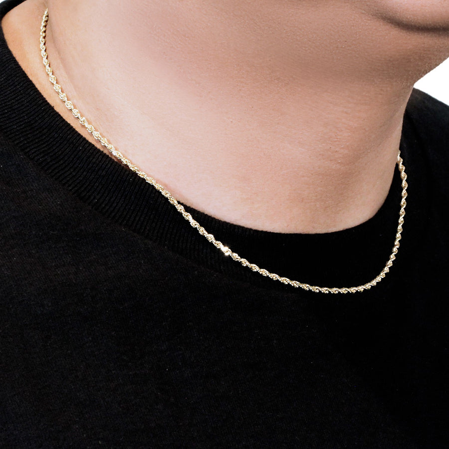 10k Yellow Gold Solid Diamond Cut Rope Chain (2.50 mm)