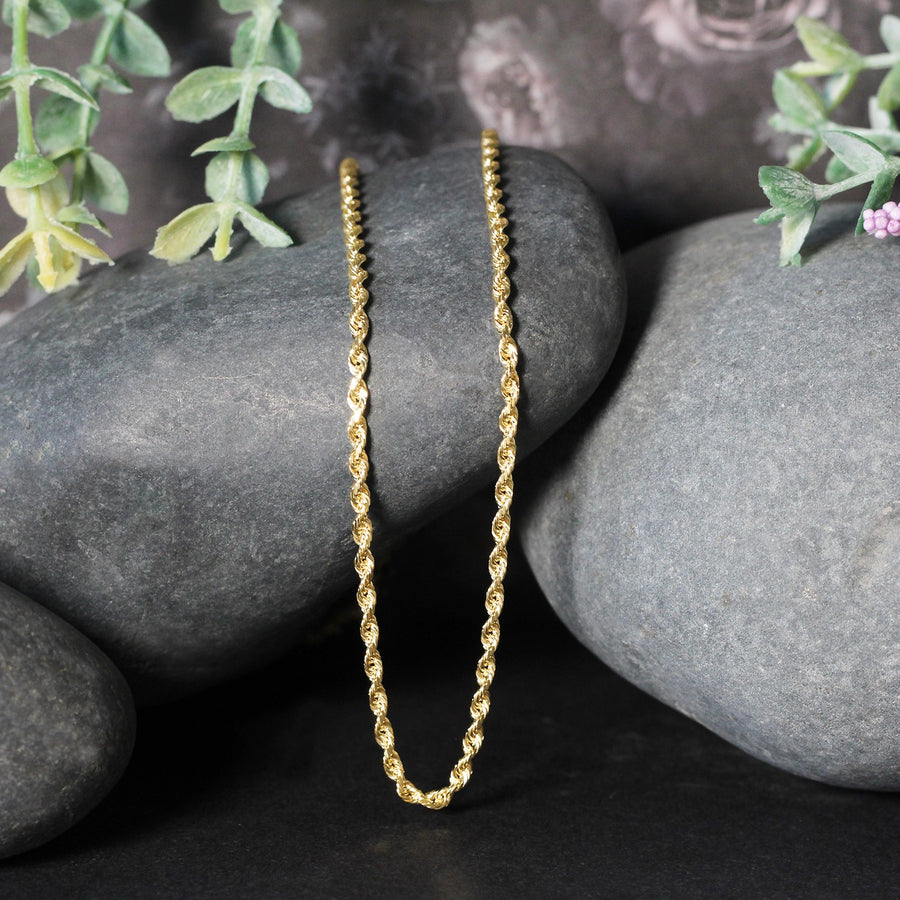 10k Yellow Gold Solid Diamond Cut Rope Chain (2.50 mm)