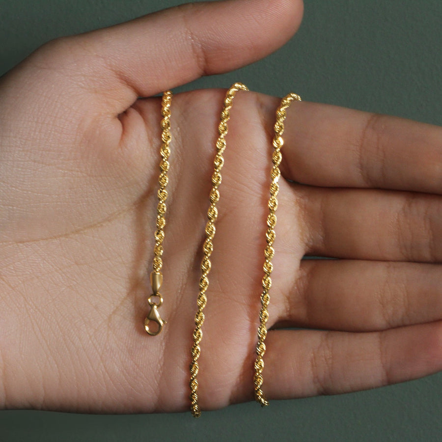 10k Yellow Gold Solid Diamond Cut Rope Chain (2.50 mm)