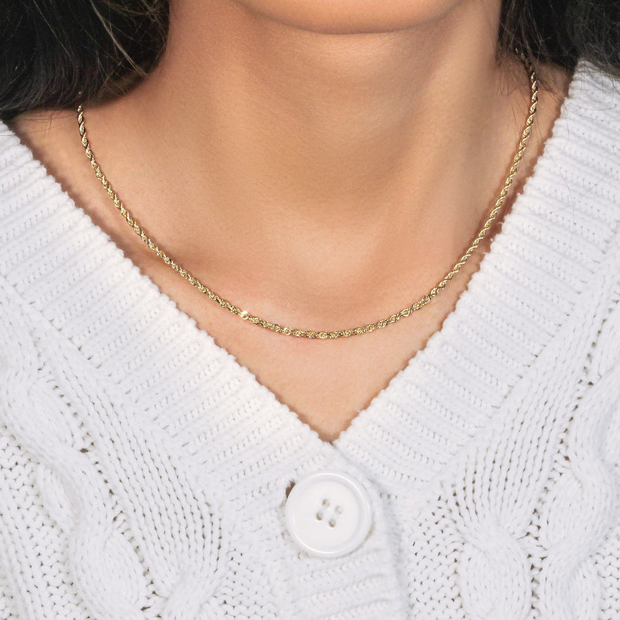 10k Yellow Gold Solid Diamond Cut Rope Chain (2.50 mm)