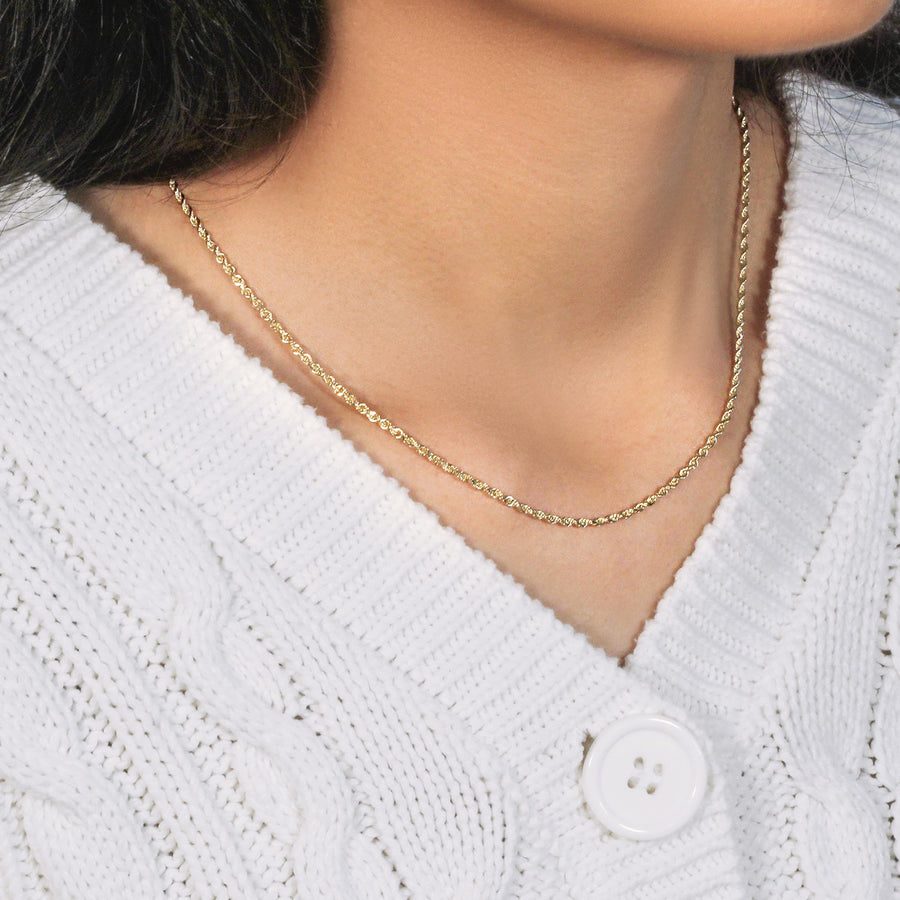 10k Yellow Gold Solid Diamond Cut Rope Chain (2.00 mm)