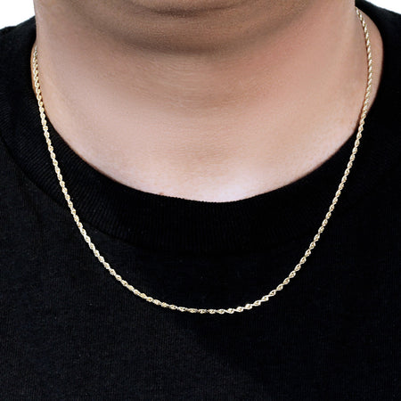 10k Yellow Gold Solid Diamond Cut Rope Chain (2.00 mm)