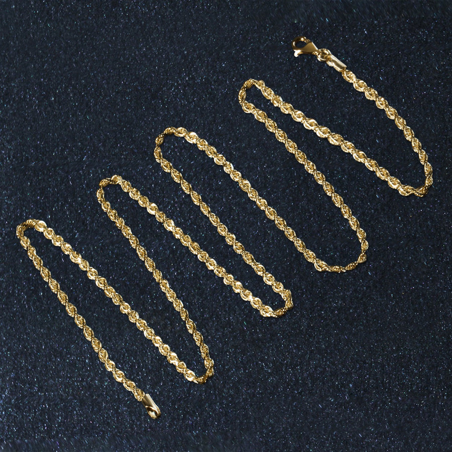 10k Yellow Gold Solid Diamond Cut Rope Chain (2.00 mm)