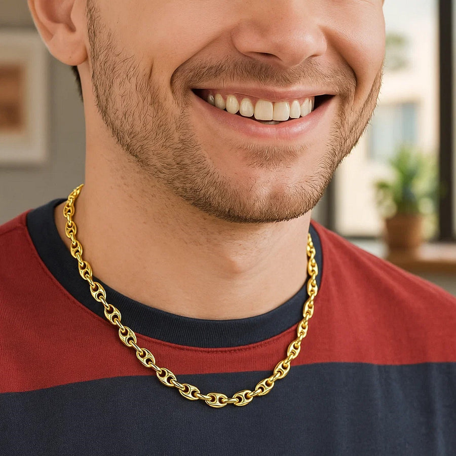 14k Yellow Gold Puffed Mariner Link Chain (6.80 mm)