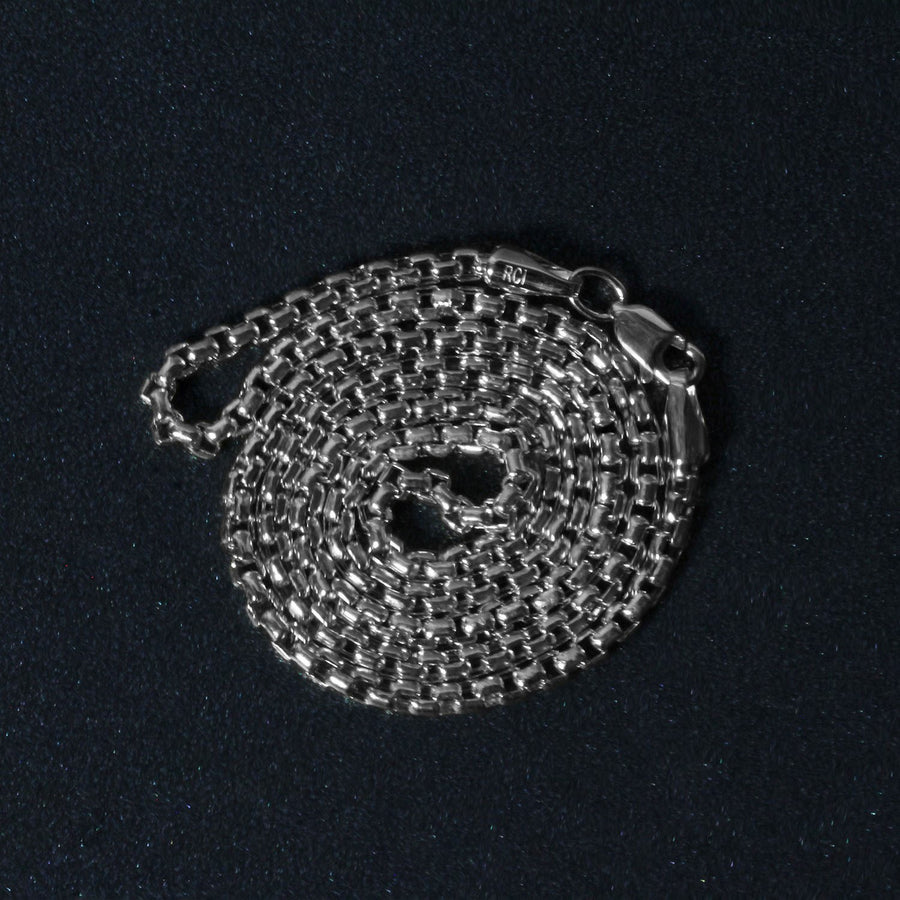 14k White Gold Round Box Chain (2.5 mm)