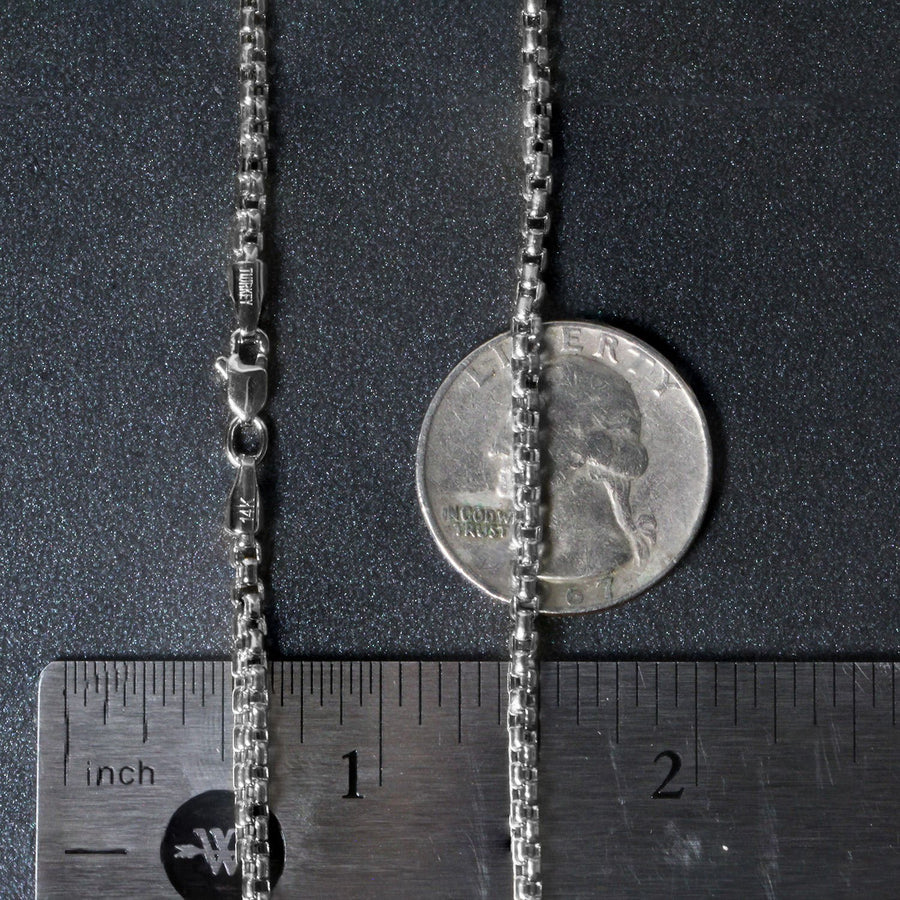 14k White Gold Round Box Chain (2.5 mm)
