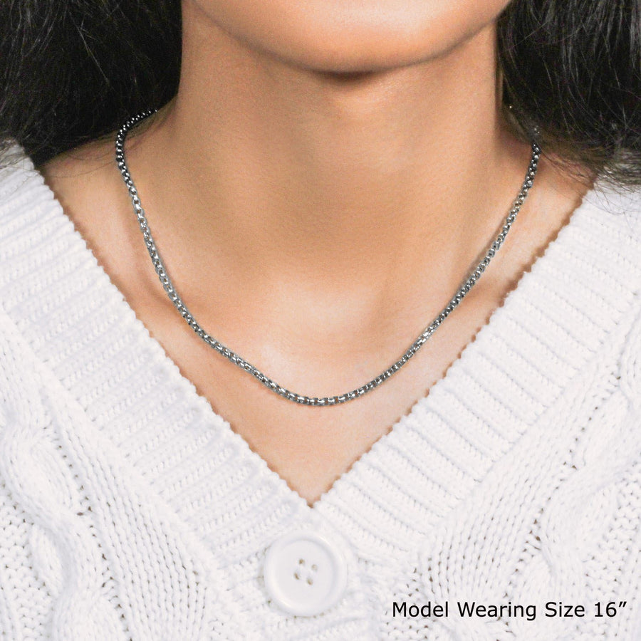 14k White Gold Round Box Chain (2.5 mm)