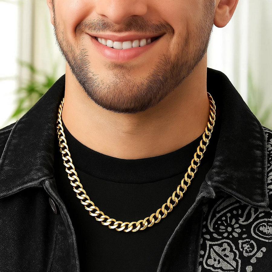 14k Yellow Gold Solid Curb Chain (7.00 mm)