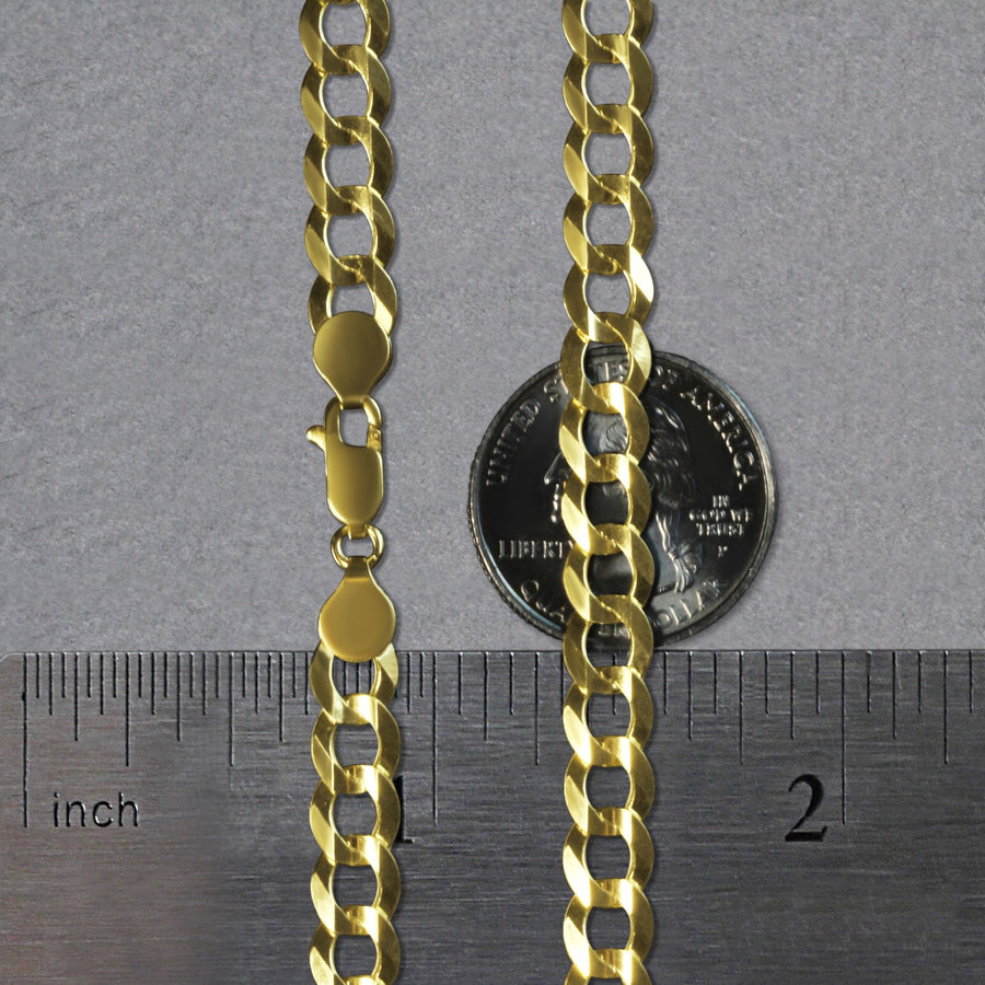 14k Yellow Gold Solid Curb Chain (7.00 mm)