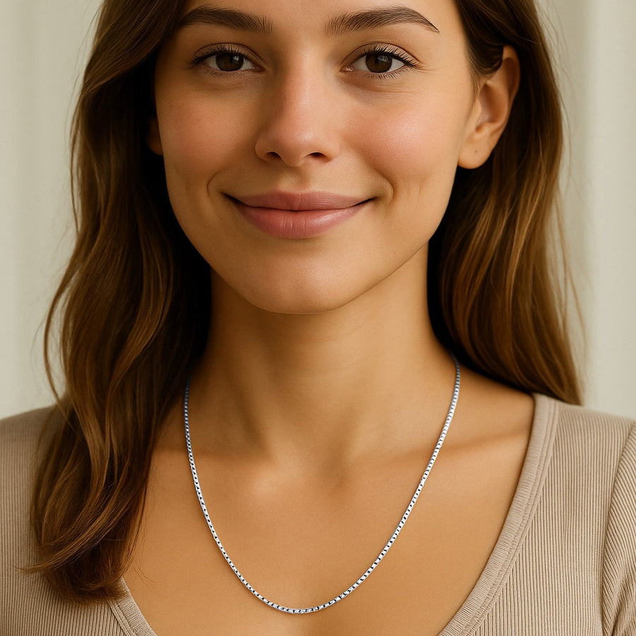 14k White Gold Classic Box Chain (1.10 mm)