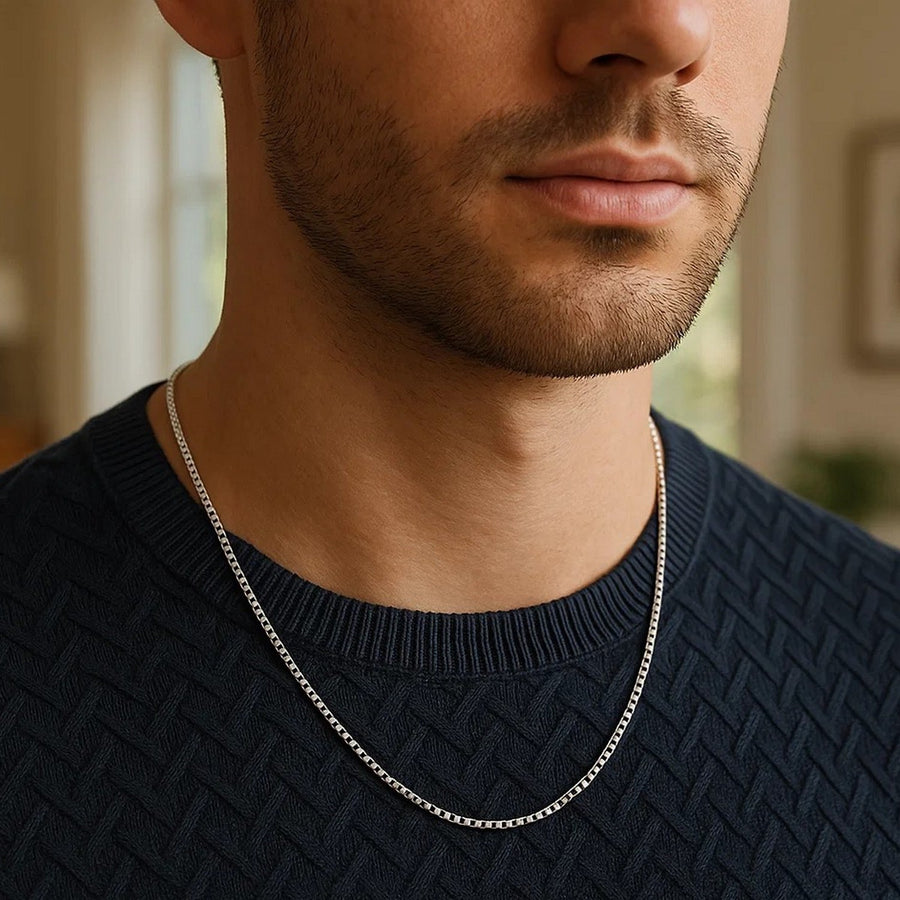 14k White Gold Classic Box Chain (1.10 mm)