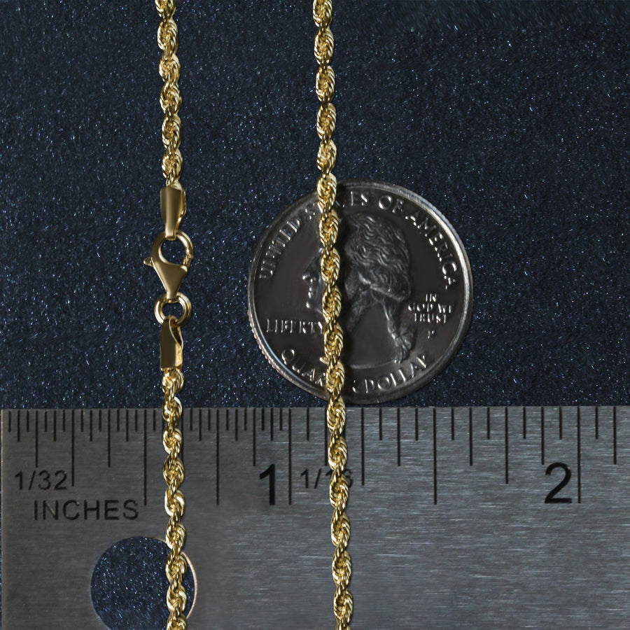 14k Yellow Gold Solid Diamond Cut Rope Chain (2.50 mm)