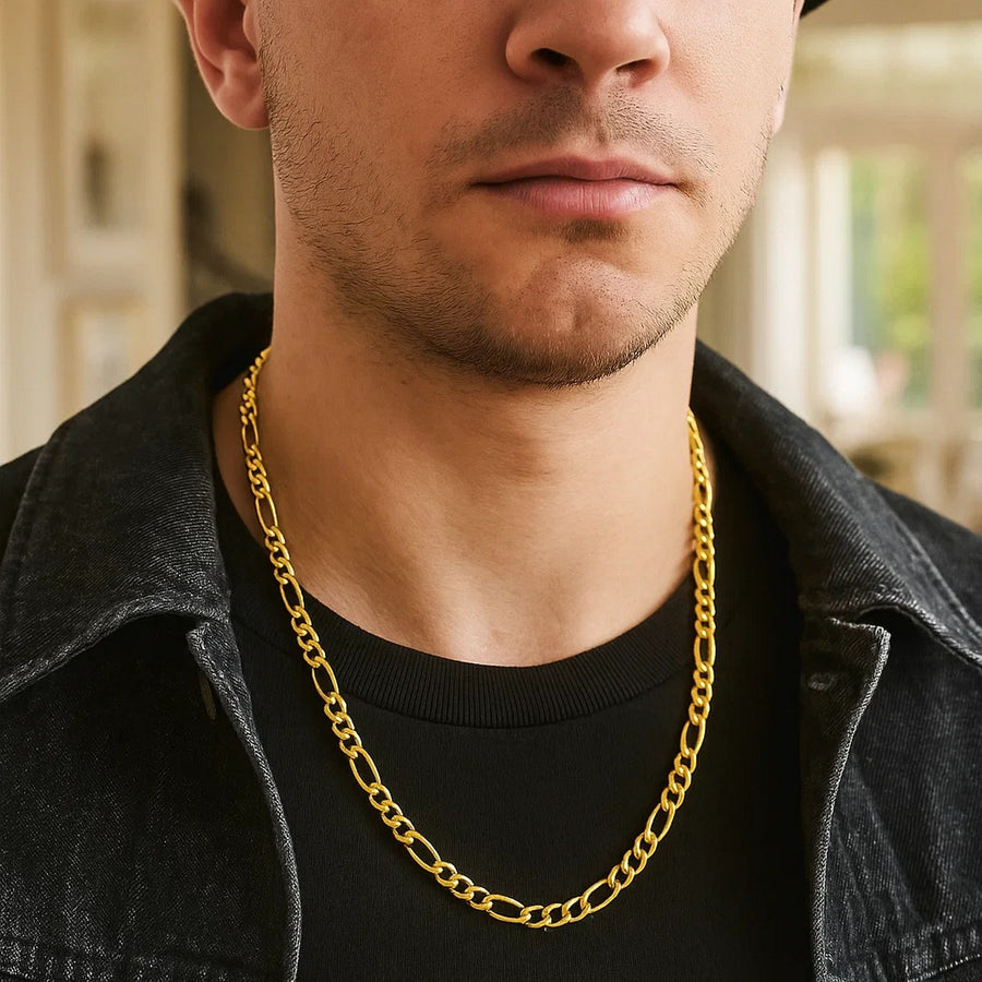 14k Yellow Gold Solid Figaro Chain (6.00 mm)