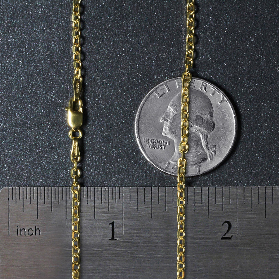 14k Yellow Gold Diamond Cut Cable Link Chain (2.20 mm)