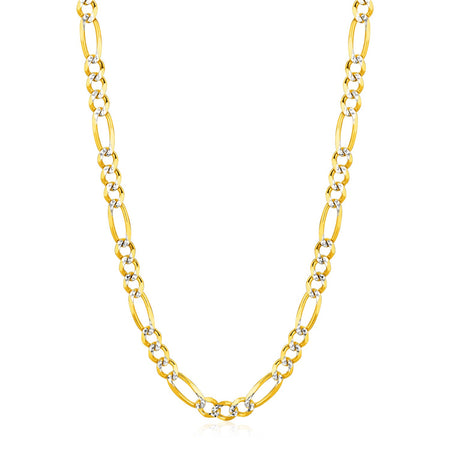 14K Yellow Gold Solid Pave Figaro Chain (5.90 mm)