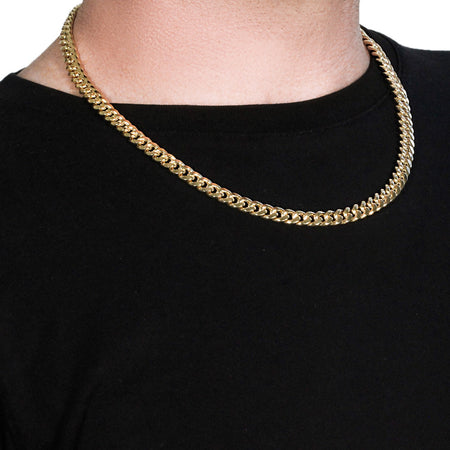 14k Yellow Gold Semi Solid Miami Cuban Chain (7.20 mm)