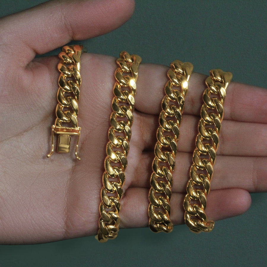 10k Yellow Gold Semi Solid Miami Cuban Chain (9.10 mm)