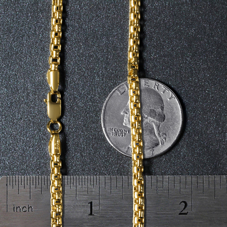 14k Yellow Gold Round Box Chain (3.4 mm)