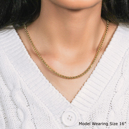 14k Yellow Gold Round Box Chain (3.4 mm)