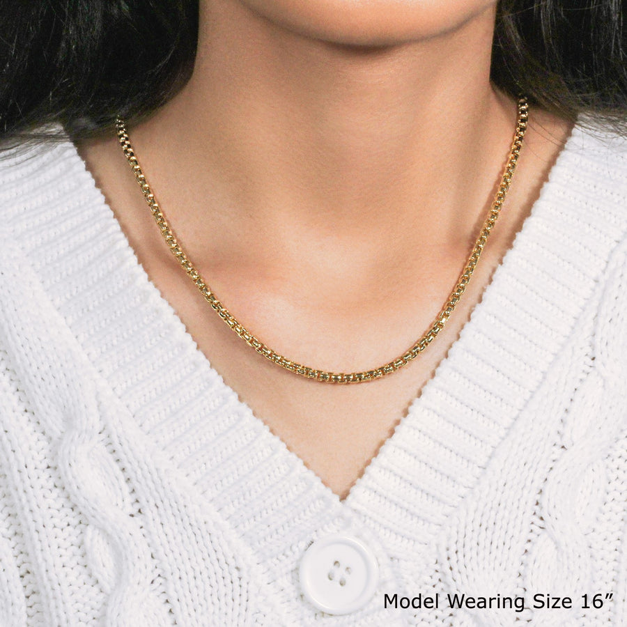 14k Yellow Gold Round Box Chain (3.4 mm)
