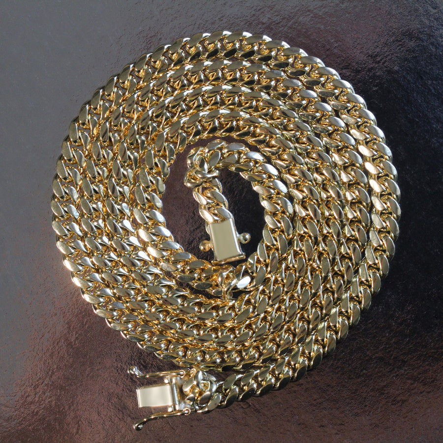 14k Yellow Gold Classic Miami Cuban Solid Chain (5.00 mm)