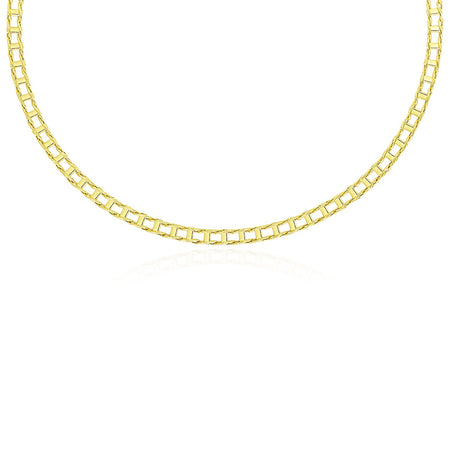 14k Yellow Gold Mens Necklace with Track Design Links (5.00 mm)