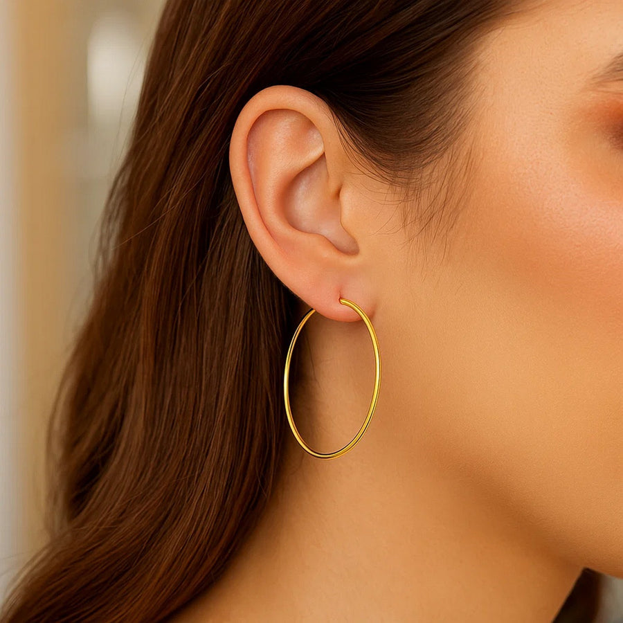 Endless Hoop Style Earrings in 14K Yellow Gold(1.2x35mm)