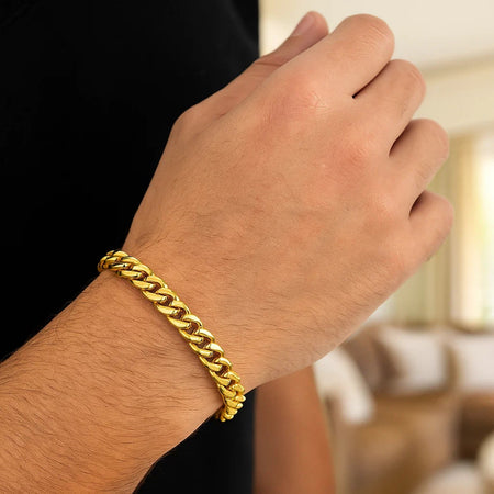 14k Yellow Gold Classic Miami Cuban Solid Bracelet (7.10 mm)