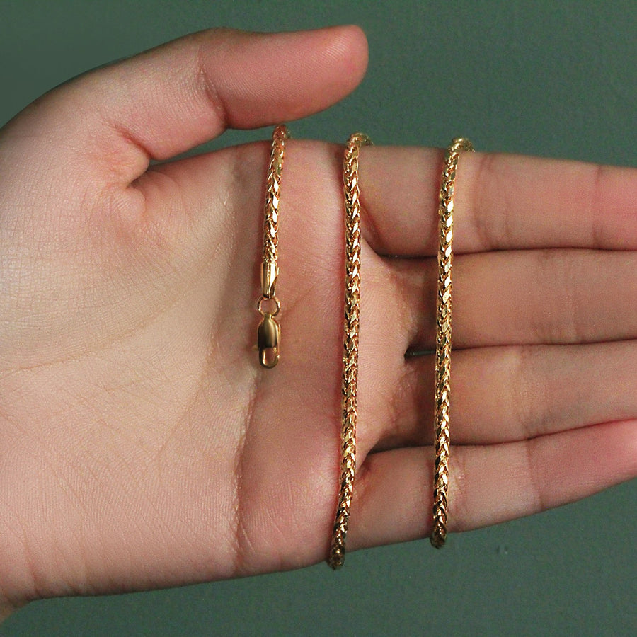 14k Yellow Gold Lite Diamond Cut Round Franco Chain (2.70 mm)