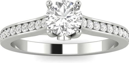 0.50 Carat Diamond Engagement Ring in 10K White Gold | Cathedral Setting | (I-J / I2-I3) Real Diamond Engagement Ring for Women | Gift Box Included