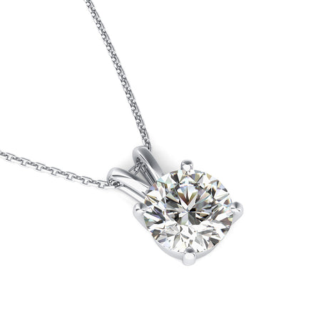 0.5 Carat 14K White Gold round Diamond 4 Prong Solitaire Pendant Necklace J Color I2 Clarity W/ 18" Silver Chain