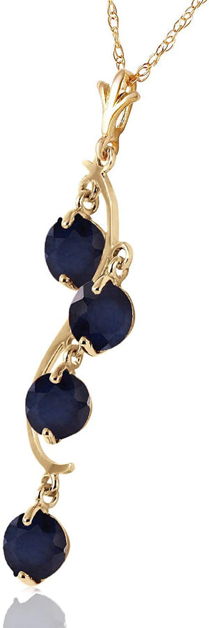 Galaxy Gold GG 14K Yellow Gold Natural Blue Sapphire Drop Pendant Necklace