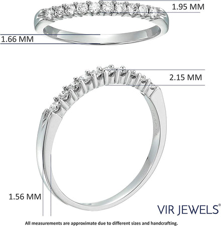 1/4 Carat (Ctw) Diamond Wedding Anniversary Band for Women, round Diamond Engagement Ring 14K White Gold 10 Stones Prong Set 0.25 Cttw, Size 4.5-10