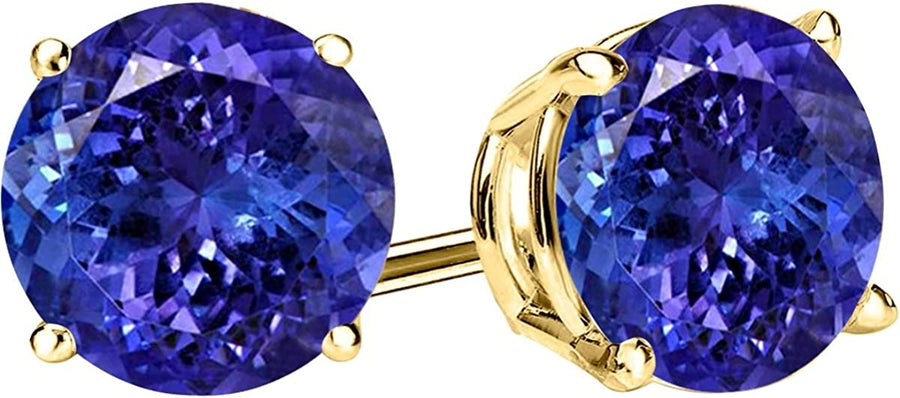 1/2-10 Carat Total Weight Natural Tanzanite Stud Earrings 4 Prong Push Back