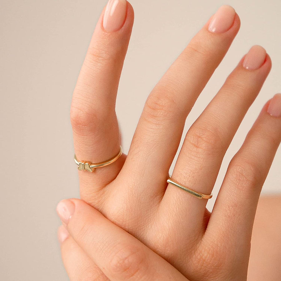 GELİN Butterfly Ring in 14K Solid Gold | Stackable Ring for Women | Gold Jewelry Mood Dainty Ring