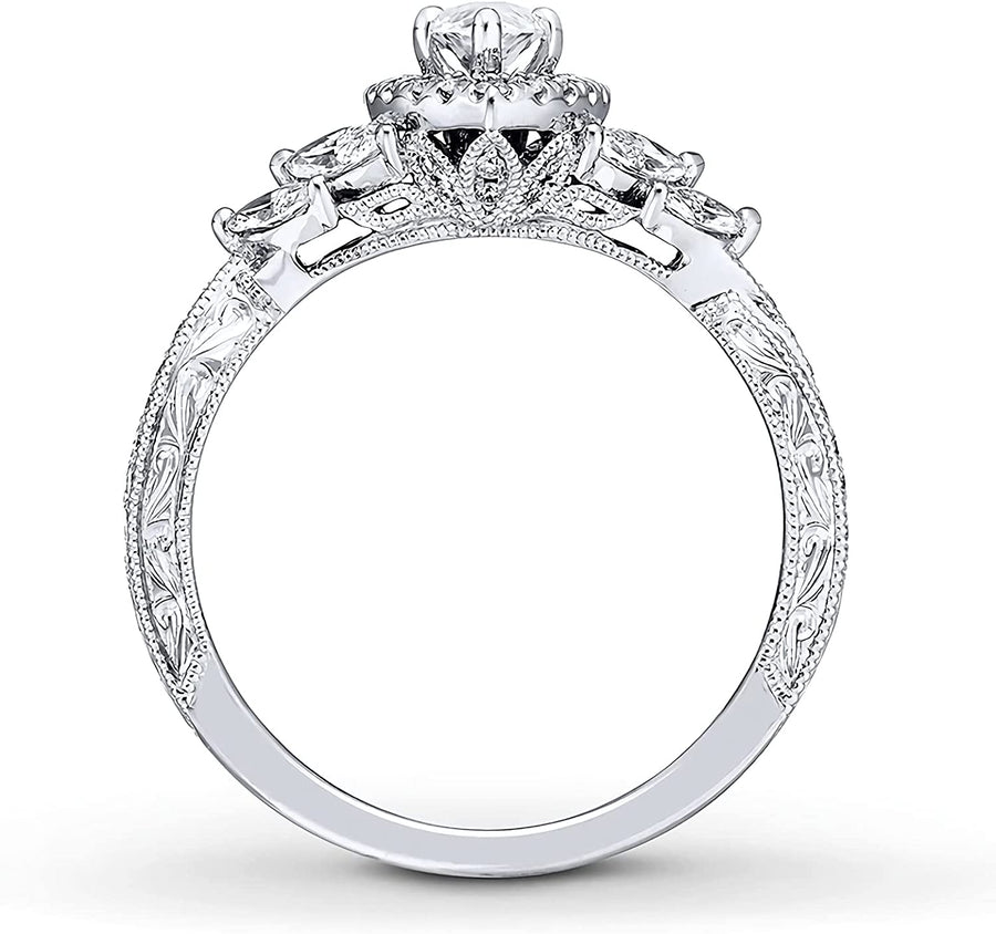 1-3/8 Carat (Ctw) Moissanite Engagement Rings for Women Platinum Plated Silver Rings